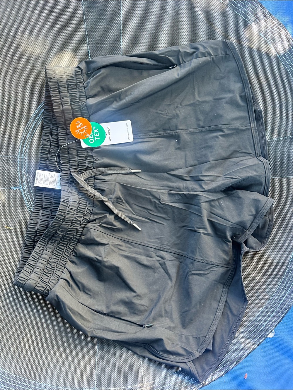 Men's Black Athletic Shorts with Drawstring Waist